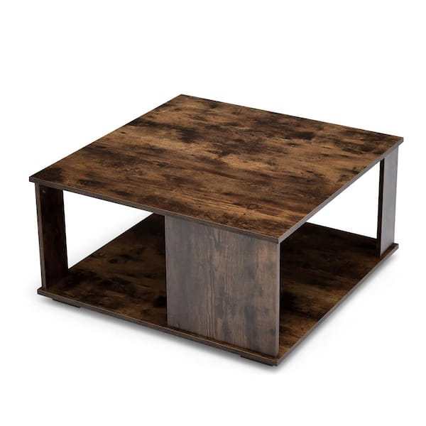 3-Tier Industrial Style Coffee Table with Storage and Heavy-Duty Metal Frame