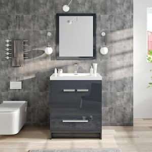Lugano 30 in. W x 19 in. D x 36 in. H Single Bath Vanity in Gray with White Acrylic Top with White Integrated Sink