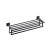 28 Inch Black Stainless Steel Bathroom Towel Rack - Wall Mounted Storage Organizer For Small Spaces