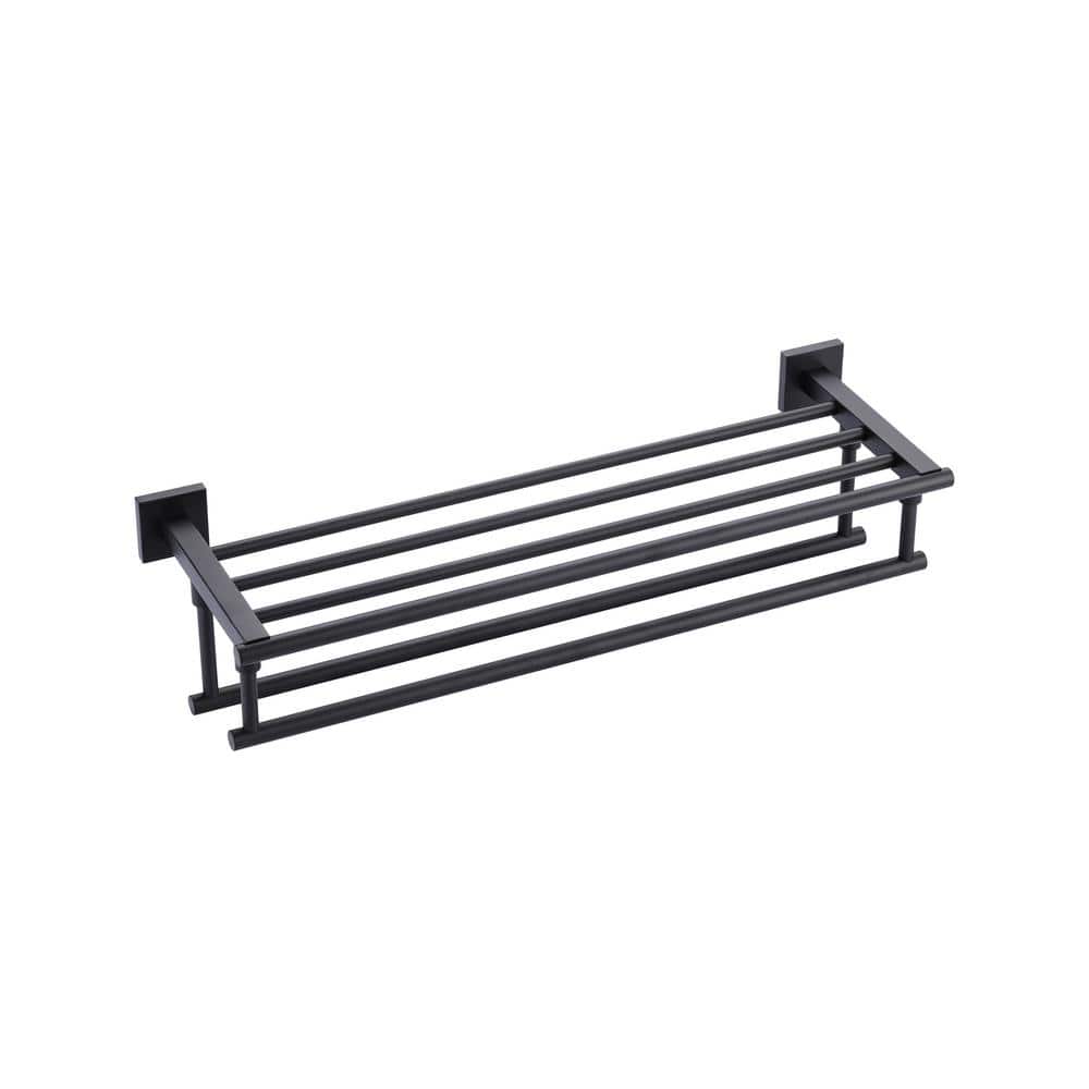 Matte Black 24" Stainless Steel Wall Mounted Towel Rack