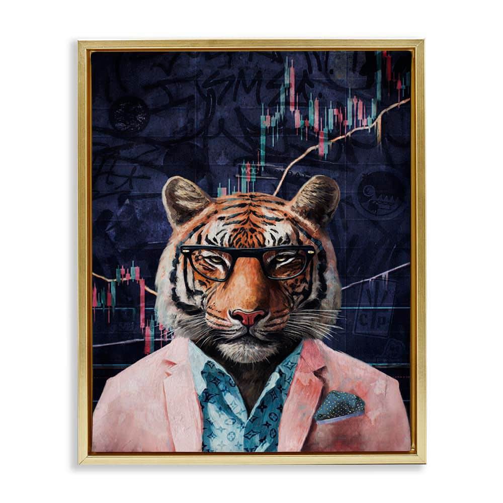 Trendy Tiger on Abstract by Svetlana Aleynikova Gold Floater Frame Animal Graphic Art Print 21 in. x 17 in. price history on PriceWatchPro