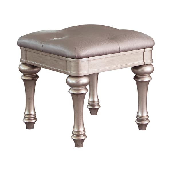 Coaster Bling Game Vanity Stool with Arrow Bun Feet Metallic Platinum