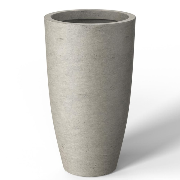 13.5 in. Large Light Gray Concrete Round planter / Pot with drainage holes