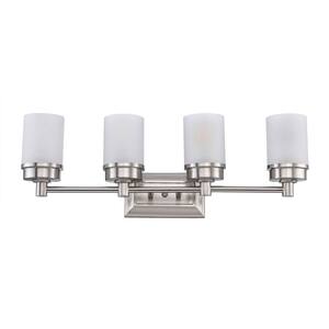 Cade 4-Light Brushed Nickel Bathroom Vanity Light Fixture with Frosted Glass Shades