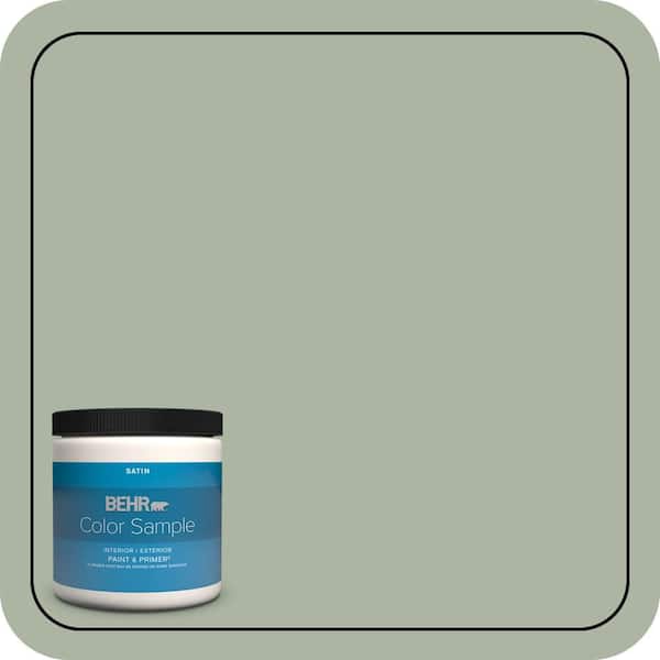 BEHR PREMIUM PLUS 8 oz. #430E-3 Laurel Mist Satin Enamel Interior/Exterior Paint & Primer Color Sample
