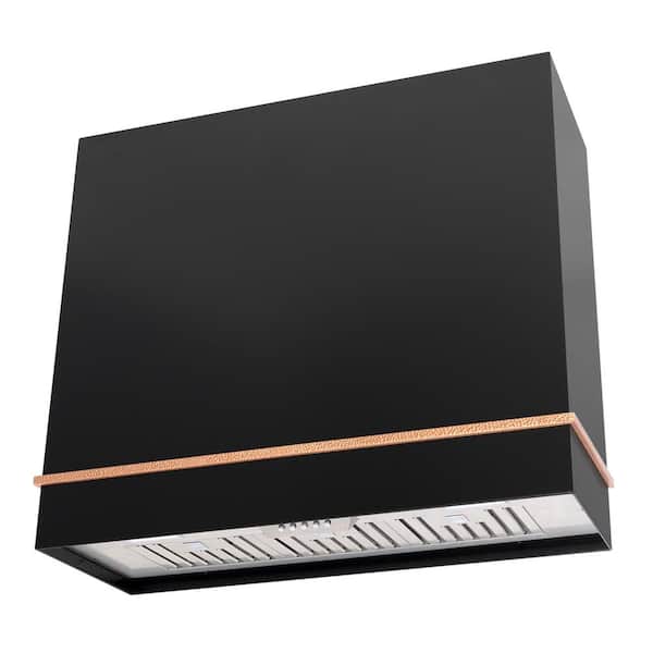 Akicon 36 in. Stainless Steel Range Hood with Powerful Vent Motor, 600 CFM, 3-Speed, Wall Mount, in Black with Copper