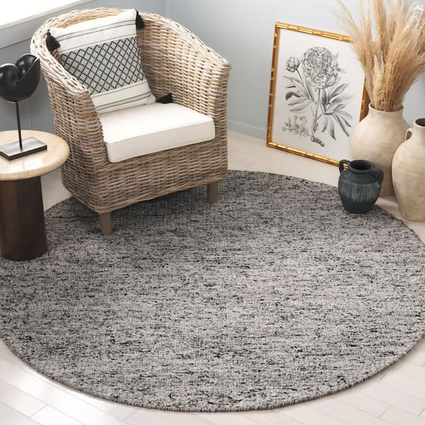 Mirage 6 ft. x 6 ft. Gray/Black Speckled Solid Round Area Rug