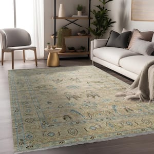 10 ft. x 14 ft. Brown Elegant and Durable Hand-Knotted Classic Oriental Oushak Rectangle Wool Area Rugs