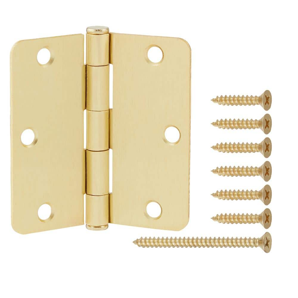 Everbilt 3 12 In X 14 In Radius Satin Brass Squeak Free Door Hinge 28556 The Home Depot 4417