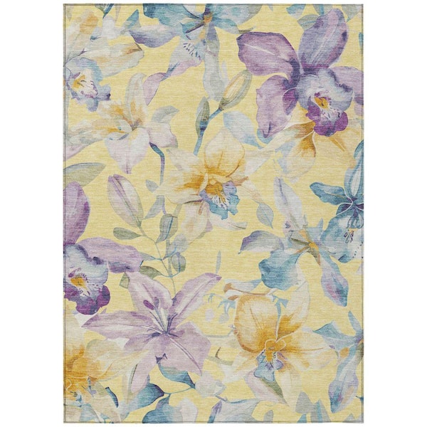 Chantille Machine Washable Indoor/Outdoor Abstract ACN2262 Yellow 3 ft. x 5 ft. Area Rug