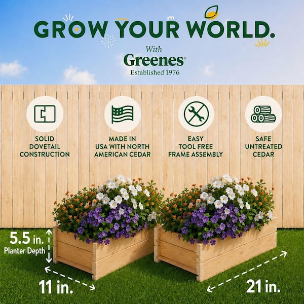 21 in. x 11 in. x 7 in. Cedar Wood Planter Box (2-Pack)