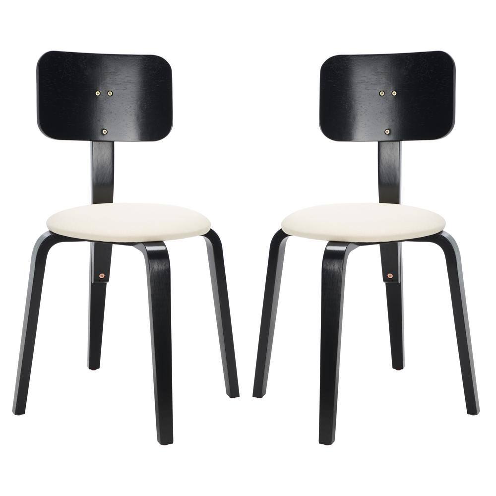 Jo Black and Cream Upholstered Stackable Dining Chair Set