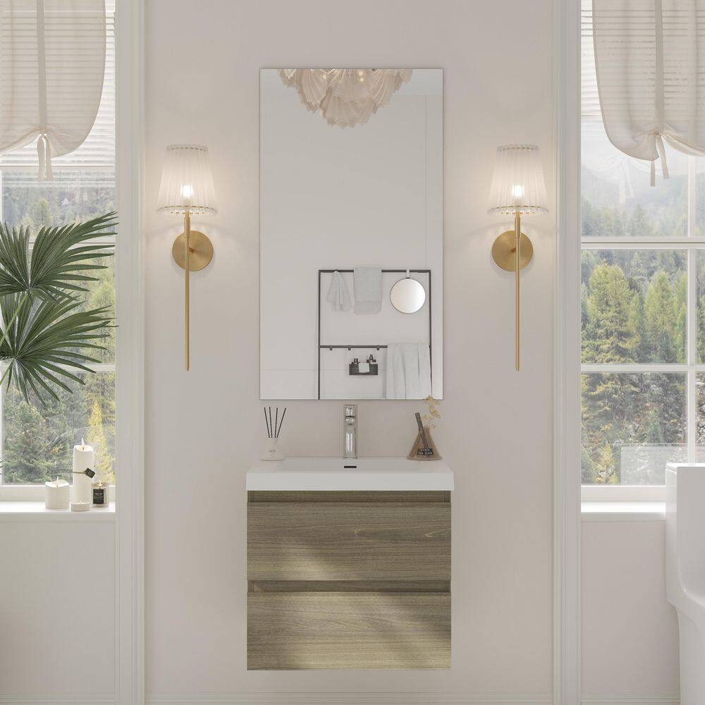24 in. W Single Sink Floating Bath Vanity in Ash Grey with White Solid Surface Sink Top price history on PriceWatchPro