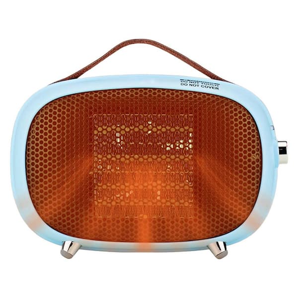 800W Sky Blue Indoor Electric Ceramic Space Heater Portable Quiet Tip-Over Overheat Protection for Bedroom Office