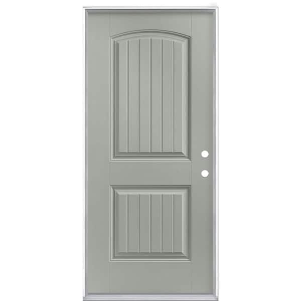 Masonite 36 in. x 80 in. Cheyenne 2-Panel Left Hand Inswing Painted Smooth Fiberglass Prehung Front Exterior Door No Brickmold