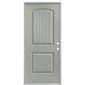 36 in. x 80 in. Cheyenne 2-Panel Left Hand Inswing Painted Smooth Fiberglass Prehung Front Exterior Door No Brickmold