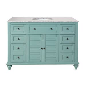 Hamilton Shutter 49.5 in. W x 22 in. D Bath Vanity in Sea Glass with Granite Vanity Top in Grey with White Sink