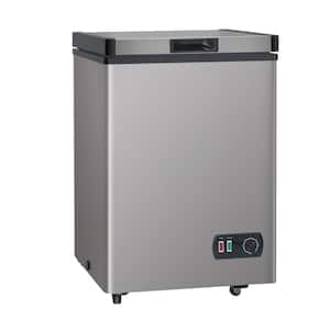 21 in. 3.5 cu. ft. Manual Defrost Chest Freezer in Grey with Removable Basket, 7 Temperature Control