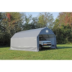 12 ft. W x 28 ft. D x 11 ft. H Steel and Polyethylene Garage without Floor in Grey with Corrosion-Resistant Frame