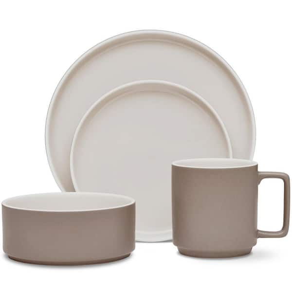 ColorTrio Clay 4-Piece (Tan) Porcelain Stax Place Setting, Service for 1