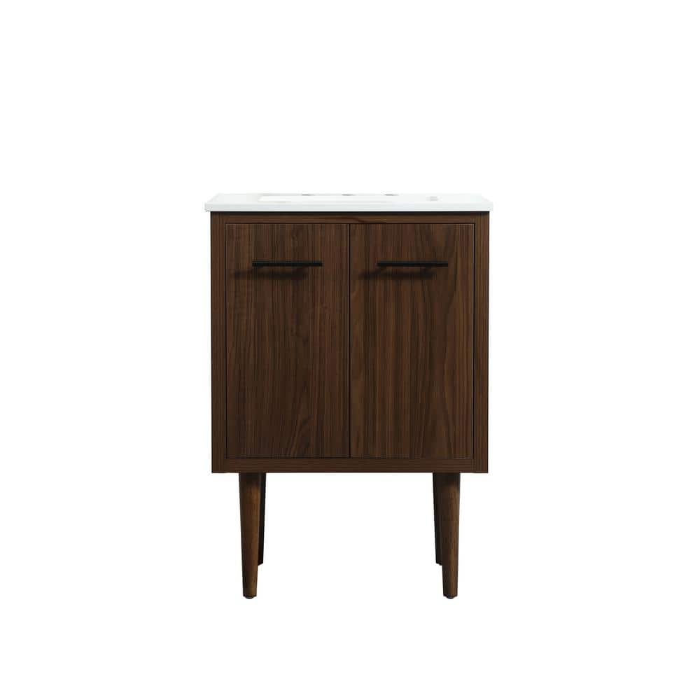 Simply Living 24 in. W x 19 in. D x 33.5 in. H Bath Vanity in Walnut with I