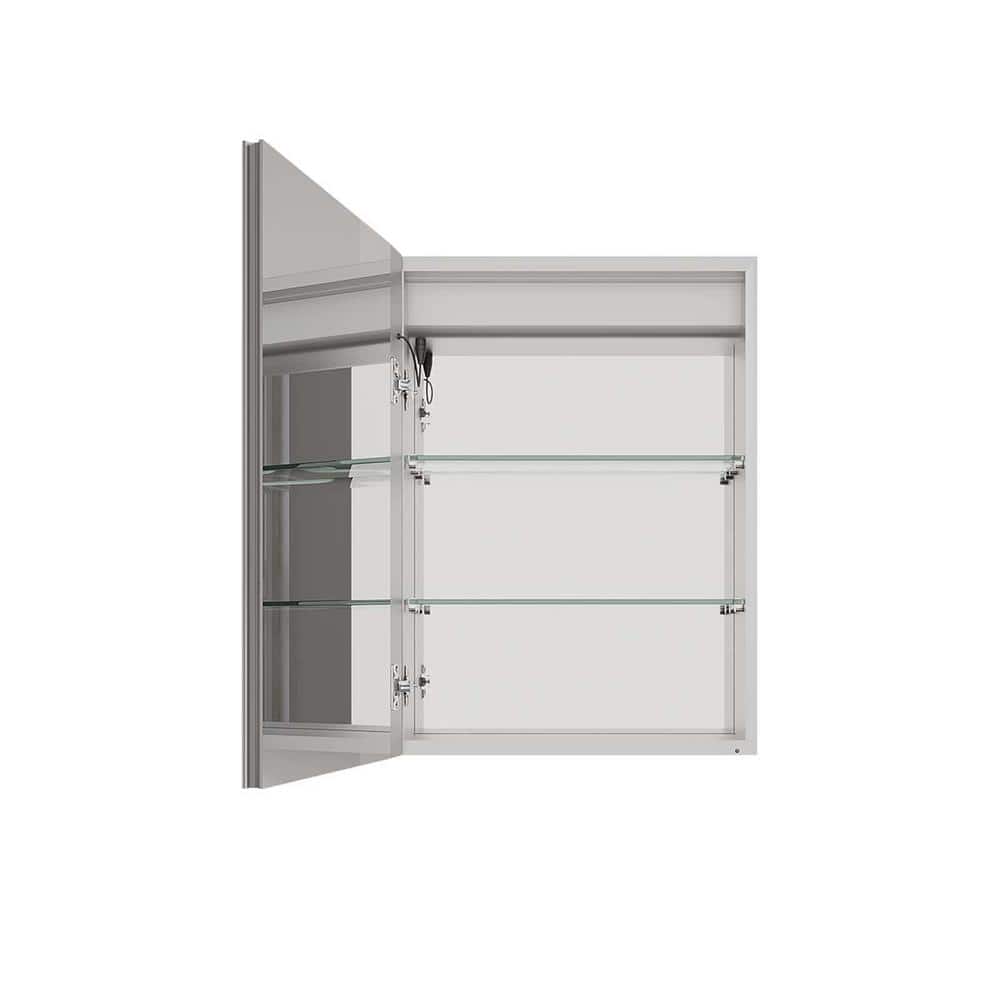 20 in. W x 26 in. H Rectangular Silver LED Anti-Fog Recessed/Surface Mount 