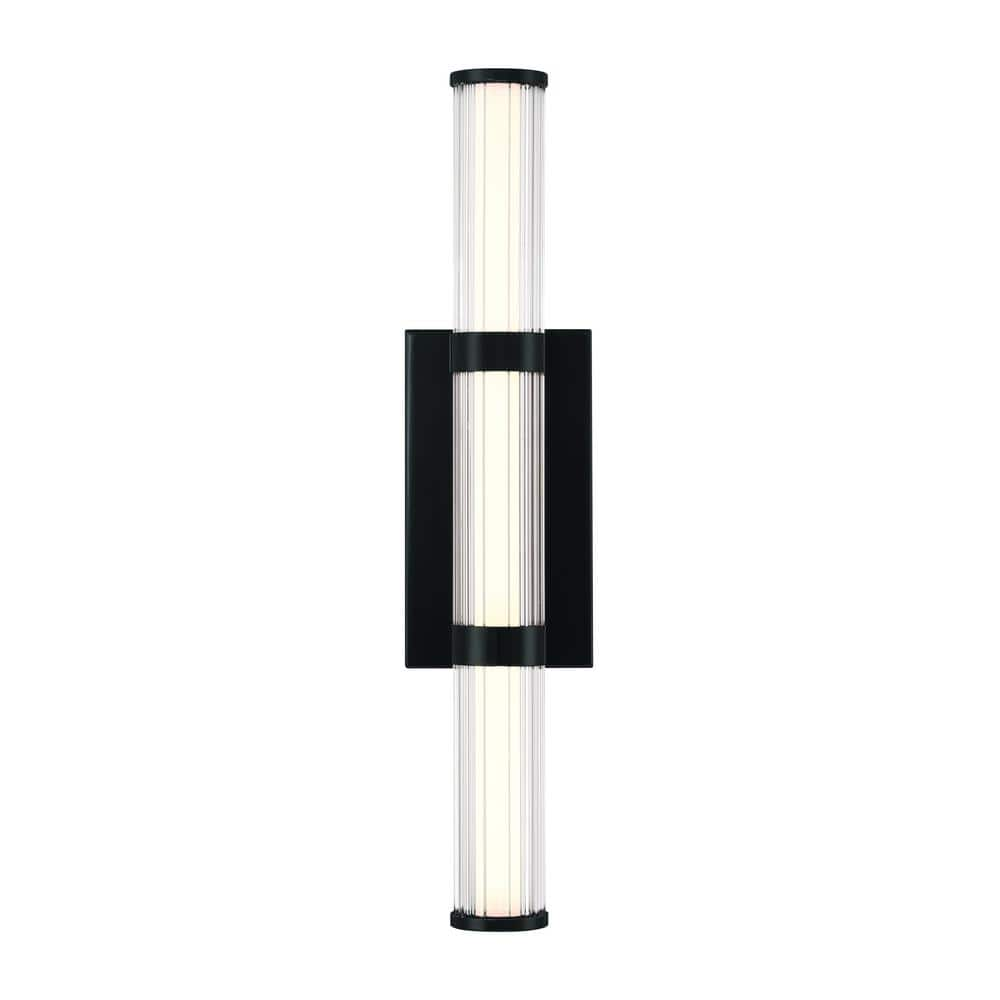 Eurofase Fayton 21 in. 1-Light Black LED Wall Sconce with Clear Glass ...