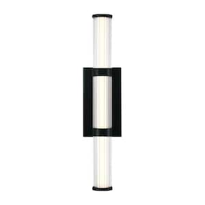 Fayton 21 in. 1-Light Black LED Wall Sconce with Clear Glass Shade