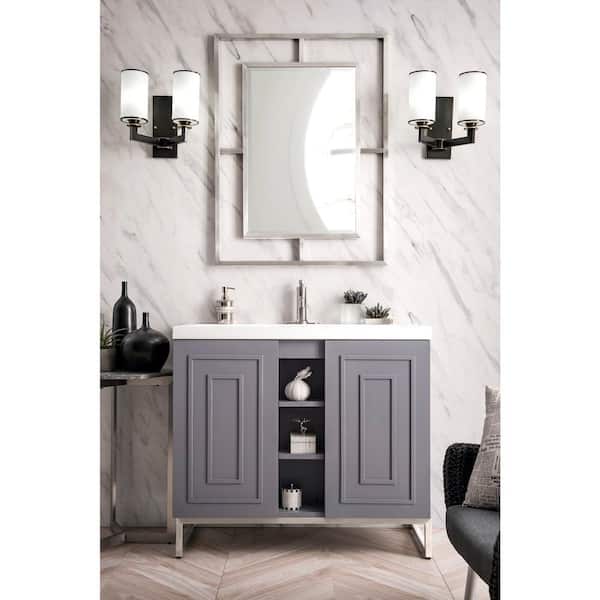 Alicante 39.4 in. W x 15.6 in. D x 35.5 in. H Bath Vanity in Grey Smoke with White Glossy Resin Top