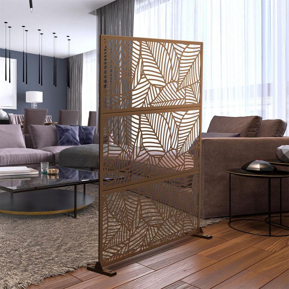 72 in. x 47 in. Brown Outdoor Metal Galvanized Privacy Screen Fence Garden Panels