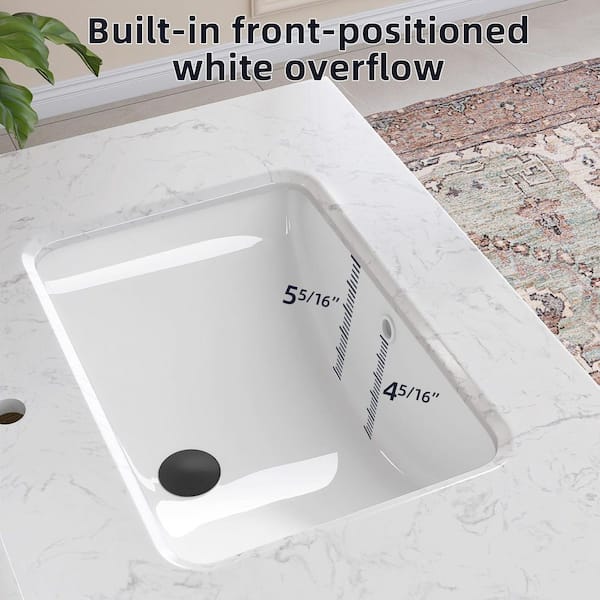 Zeafive Cala 36 in. W x 22 in. D Cultured marble White Rectangular