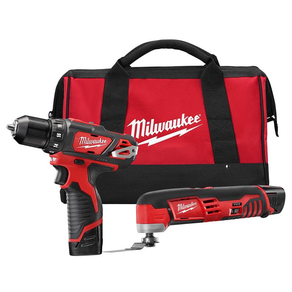 Milwaukee M12 12V Lithium-Ion Cordless Drill Driver/Multi-Tool Combo Kit (2- Tool) with (2) 1.5 Ah Battery and Tool Bag 2495-22 The Home Depot