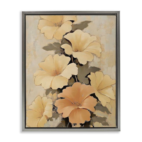 Stupell Industries Muted Vintage Daffodils by Franklyn Gregory Gray Floater Frame Nature Graphic Art Print 31 in. x 25 in.