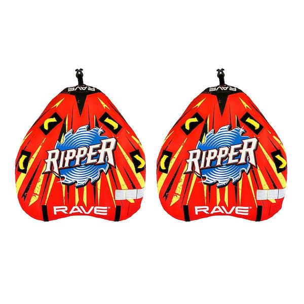 RAVE Sports Ripper 2 Rider Nylon Inflatable Towable Boat Floats in Red (2-Pack)
