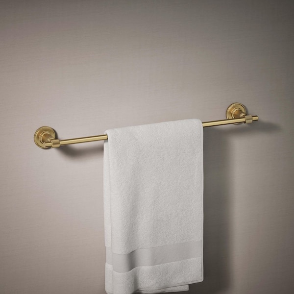 Torrington 24 in. Wall Mounted Single Towel Bar in Vibrant Brushed Moderne Brass