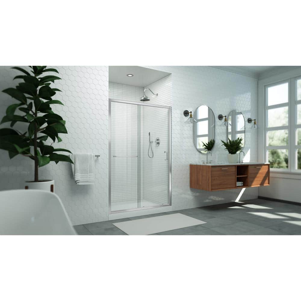 Levantine 44-48 in. Chrome Semi-Frameless Sliding Shower Door with Clear Glass