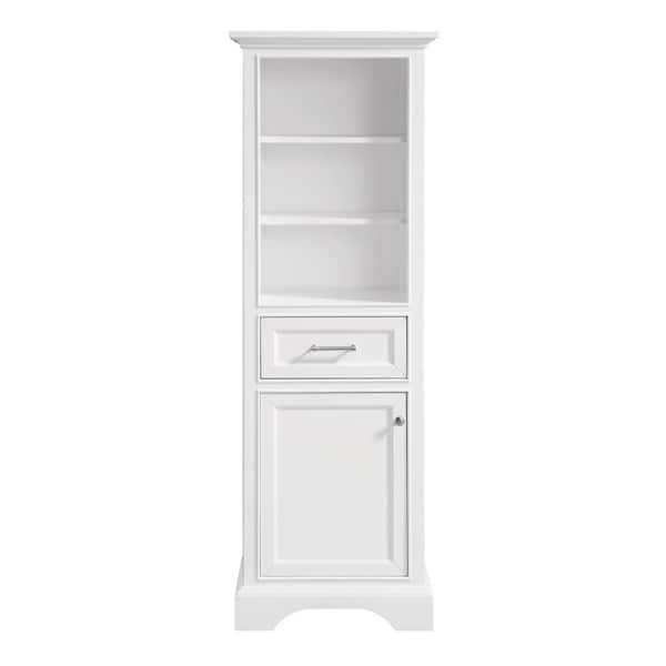 Home Decorators Collection Windlowe 22 in. W x 16 in. D x 65 in. H White Freestanding Linen Cabinet