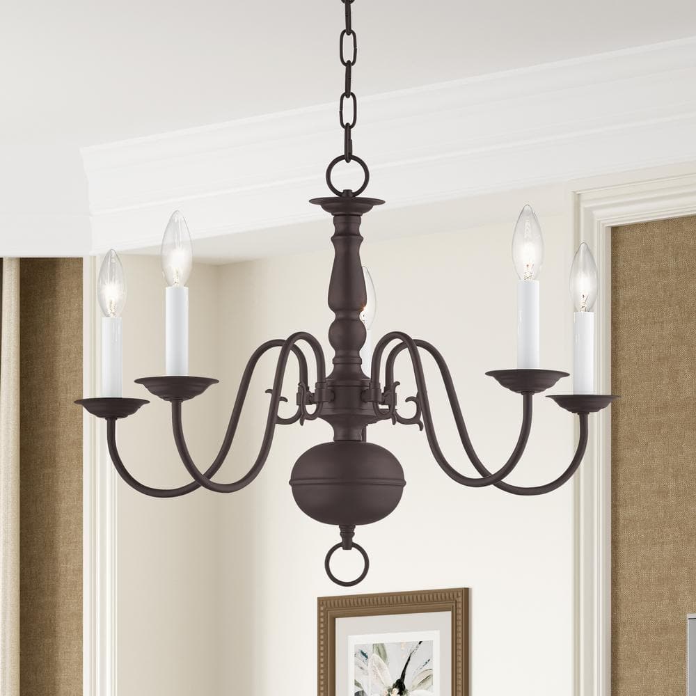 Elegant Williamsburgh 5-Light Bronze Steel Chandelier