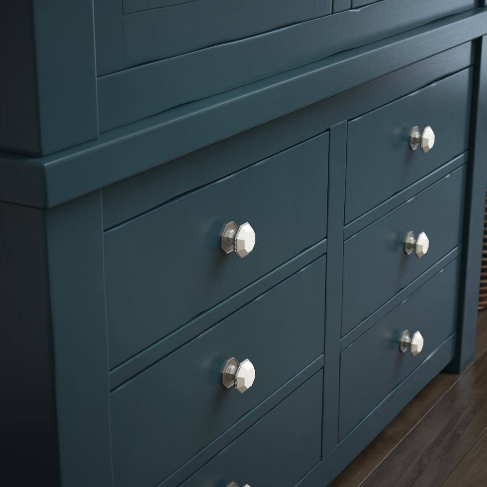 Satin Nickel Geometric Cabinet Knob with Faux Capiz Insert