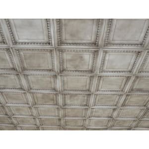 Cambridge Antique White 2 ft. x 2 ft. PVC Glue Up or Lay In Ceiling Tile (200 sq. ft./case)