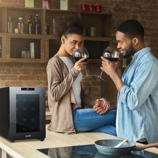 Shadow-T Series Single Zone 12-Bottle Freestanding Compact Countertop Vibration-Free Mirrored Wine Cooler Refrigerator