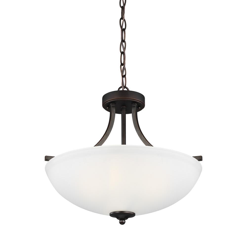Bronze and White Glass 18" Transitional Bowl Pendant Light