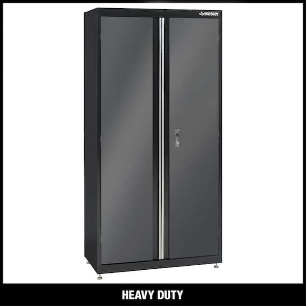 Husky Welded Steel Floor Cabinet in Black and Gray (36 in W x 72 in. H x 18 in. D)