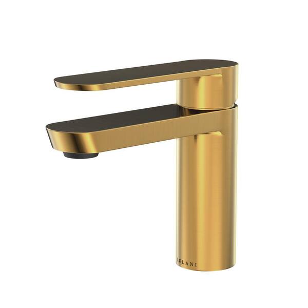 Lulani Yasawa Collection. Single Hole Single-Handle Bathroom Faucet in Brushed Gold finish