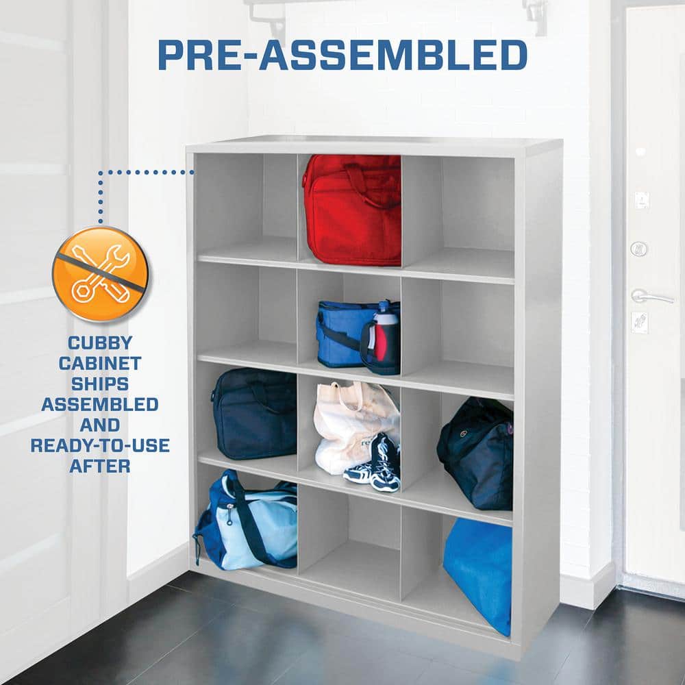 Adjustable Dove Gray Wooden 12-Compartment Storage Organizer