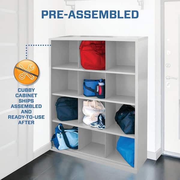 Steel 12-Cube Organizer in Dove Gray (66 in. H x 46 in. W x 18 in. D)