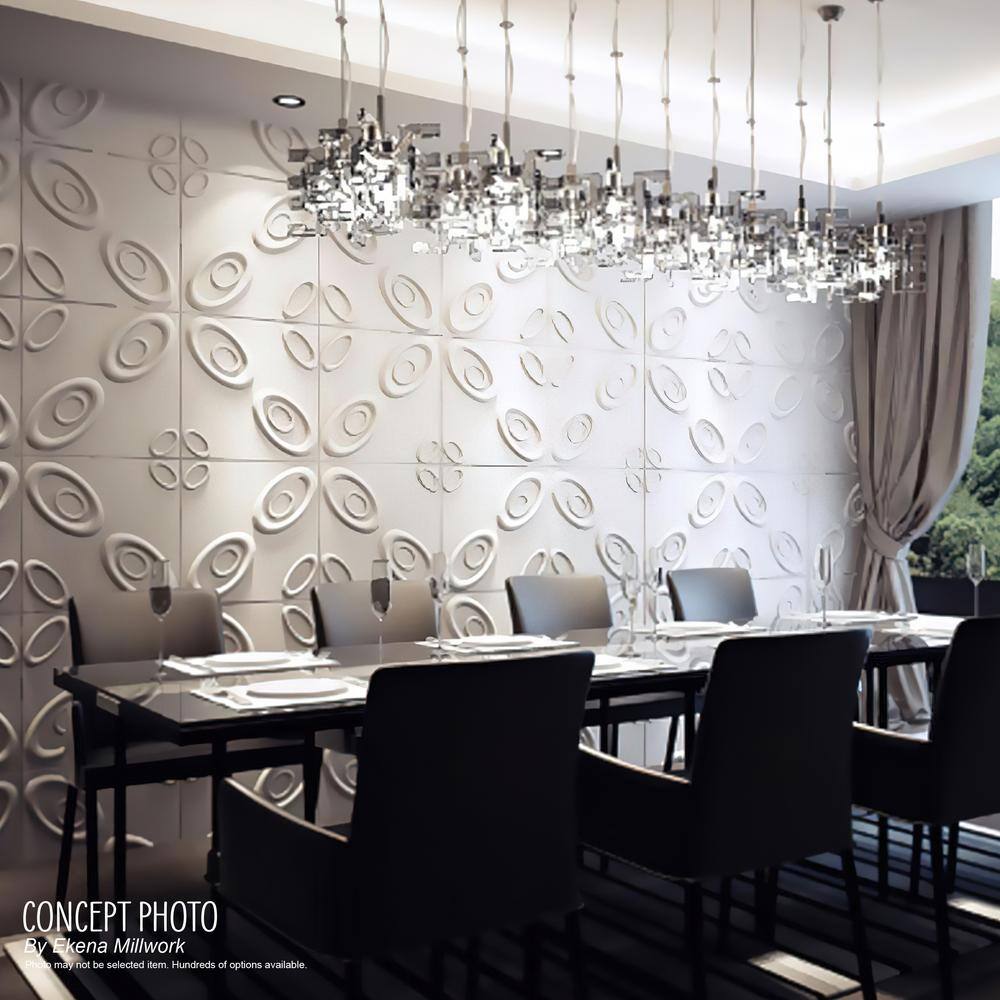 White Textured 3D PVC Decorative Wall Panel 19-5/8" x 19-5/8"