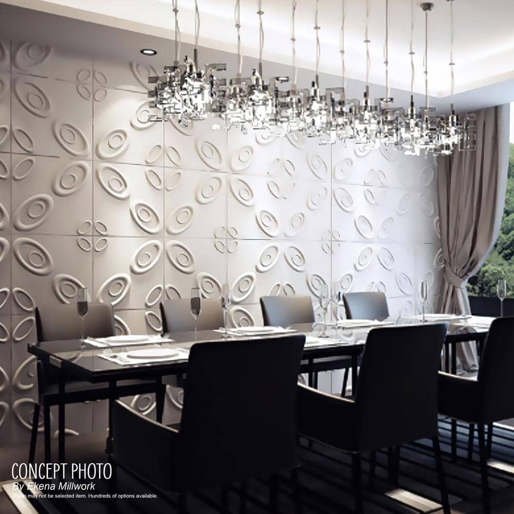 White Textured PVC 3D Decorative Wall Panel 19.63" x 19.63"