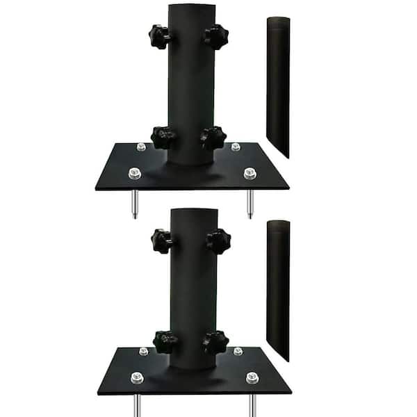 2.5 patio umbrella stand 2-Pack Steel Patio Umbrella Base 7 in. Square Black Finish Adjustable Pole  Clamp with Ground Spike for Patio Garden Deck JL0320-5
