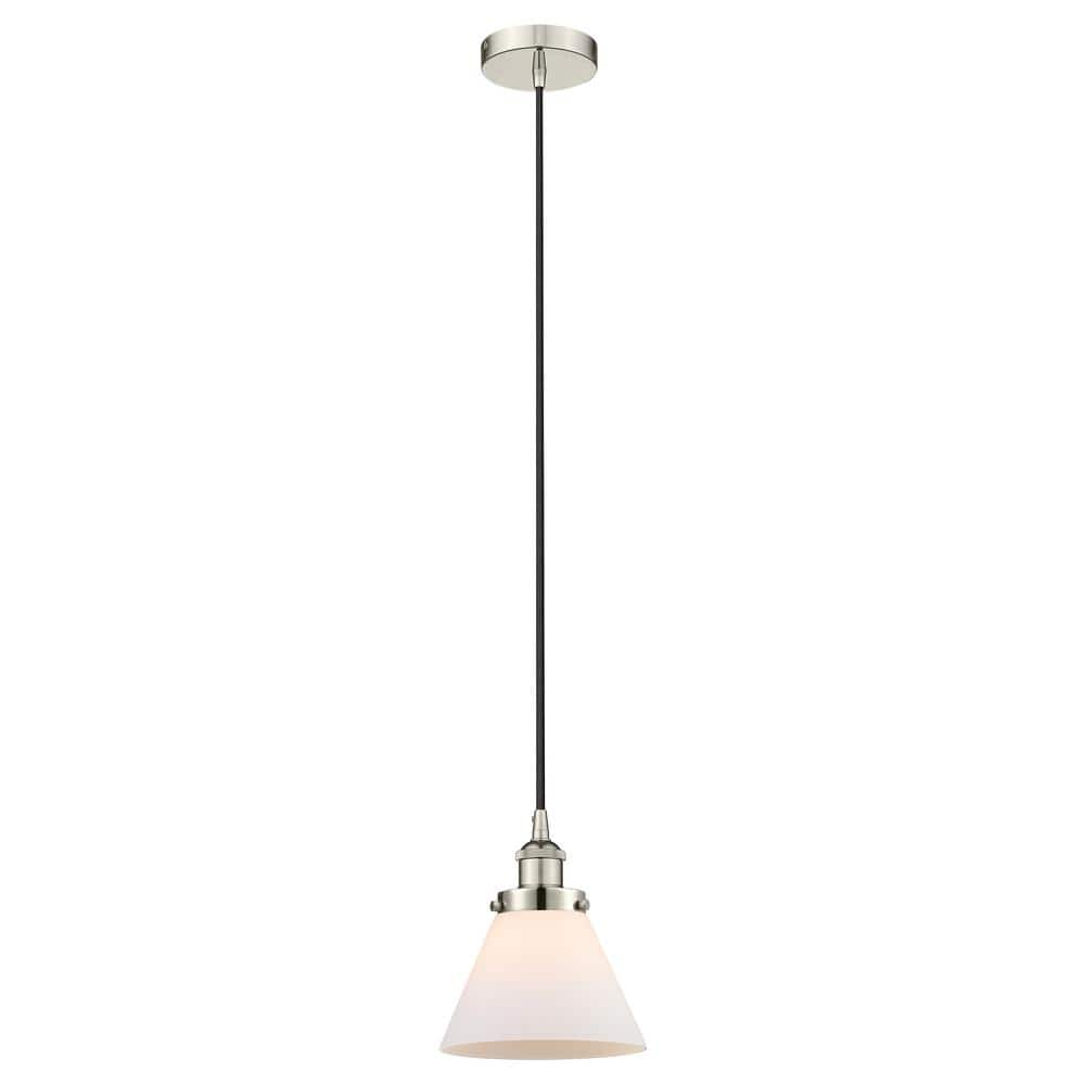 Cone 60-Watt 1-Light Polished Nickel Standard Mini Pendant Light with Painted Glass Shade, No Bulbs Included price history on PriceWatchPro